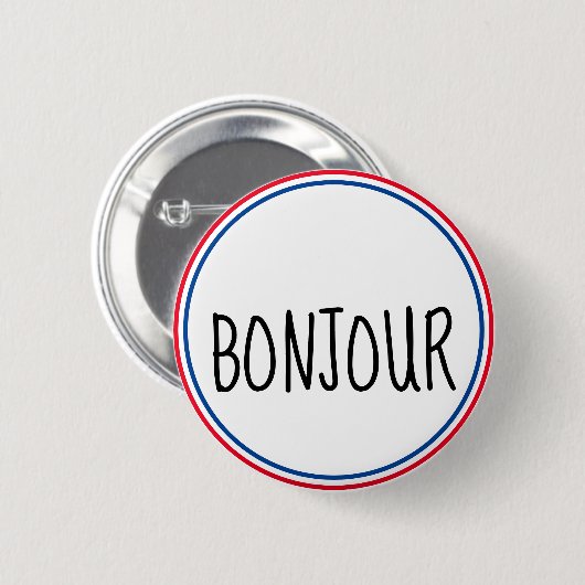 Bonjour Hallo En Francais Ronde Button 5,7 Cm (Voorkant /achterkant)