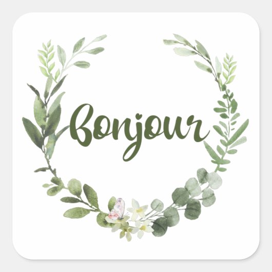 Bonjour Hallo French Vierkante Sticker (Voorkant)