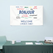 Bonjour Hallo Languages World Colorful Family Spandoek (Beurs)