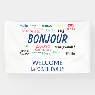Bonjour Hallo Languages World Colorful Family Spandoek