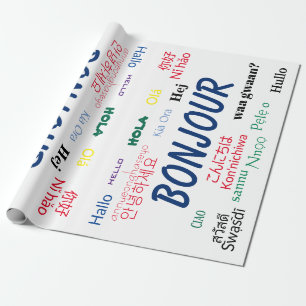 Bonjour Hallo Languages World Travel Colorful Cadeaupapier