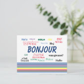 Bonjour Hallo Meerdere talen Stripes Briefkaart (Staand voorkant)