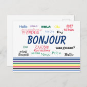 Bonjour Hallo Meerdere talen Stripes Briefkaart (Voorkant / Achterkant)
