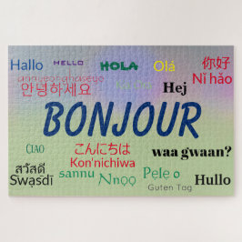 Bonjour Hallo Veel talen in de wereld kleurrijk Legpuzzel