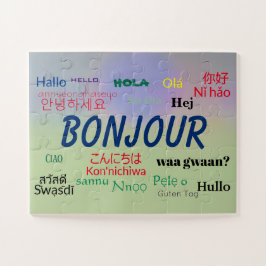 Bonjour Hallo Veel talen in de wereld kleurrijk Legpuzzel