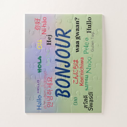 Bonjour Hallo Veel talen in de wereld kleurrijk Legpuzzel (Verticaal)