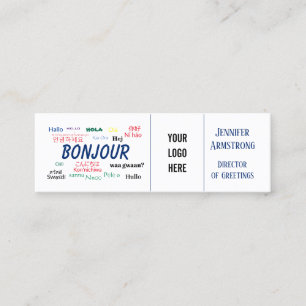 Bonjour Hallo World Travel Languages Colorful Name Mini Visitekaartje