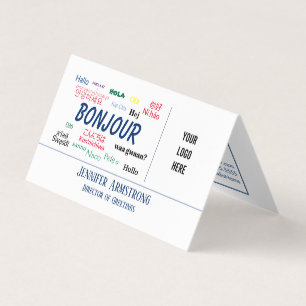 Bonjour Hallo World Travel Languages Colorful Name Visitekaartje