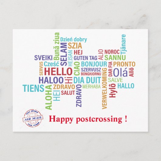 Bonjour Happy postcrossover. Briefkaart (Voorkant)