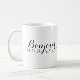 Bonjour Hello Vriend Elegant Frans Schrift Koffiemok