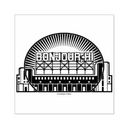 Bonjour, Hi Landmark Wood Art Stamp Rubberstempel