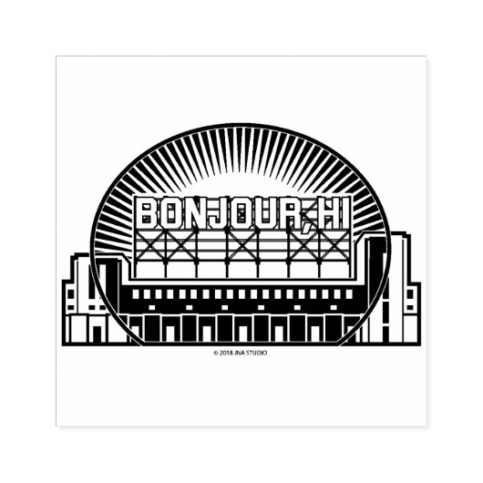 Bonjour, Hi Landmark Wood Art Stamp Rubberstempel (Afrduk)