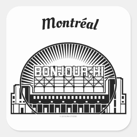 Bonjour Hi Montréal Vierkante Sticker (Voorkant)