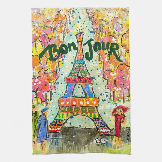 "Bonjour" Kitchen Towel Theedoek (Verticaal)