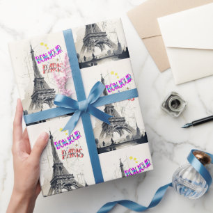 Bonjour Kleurrijke Parijs Cadeaupapier