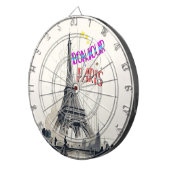 Bonjour Kleurrijke Parijs Dartbord (Voorkant Rechts)