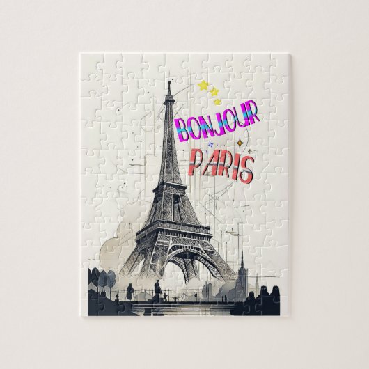 Bonjour Kleurrijke Parijs Legpuzzel (Verticaal)