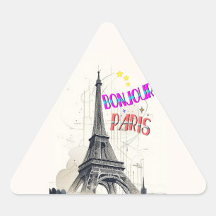 Bonjour Kleurrijke Parijs Sticker