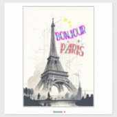 Bonjour Kleurrijke Parijs Sticker (Vel)