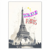 Bonjour Kleurrijke Parijs Sticker (Voorkant)