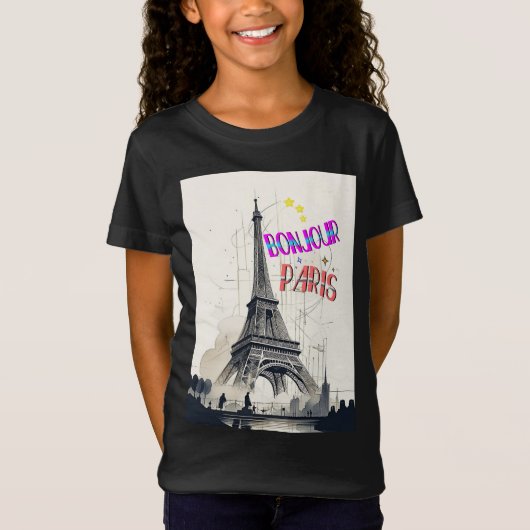 Bonjour Kleurrijke Parijs T-shirt (Voorkant)