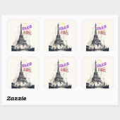 Bonjour Kleurrijke Parijs Vierkante Sticker (Vel)