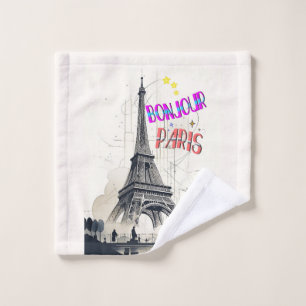 Bonjour Kleurrijke Parijs Washandje