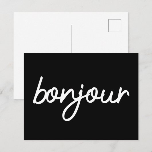 Bonjour lettering briefkaart (Voorkant / Achterkant)