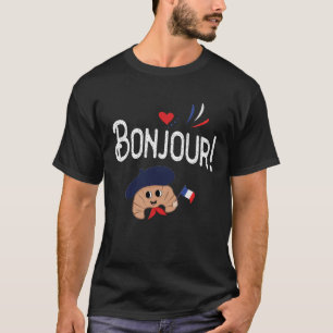 Bonjour Leuke Franse Croissant Frankrijk Meisjes T T-shirt