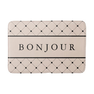 Bonjour Light Pink and Black Parisian Style Badmat
