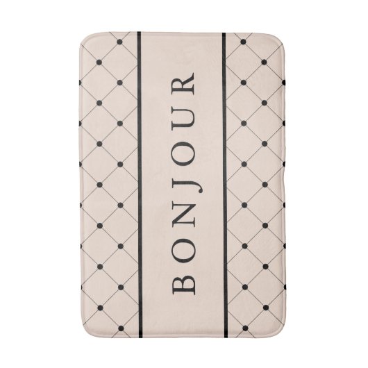 Bonjour Light Pink and Black Parisian Style Badmat (Voorkant Verticaal)