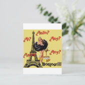 Bonjour - Meisjes omhoog Briefkaart (Staand voorkant)