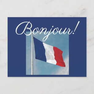 Bonjour! met de vlag van Frankrijk Briefkaart