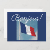 Bonjour! met de vlag van Frankrijk Briefkaart (Voorkant / Achterkant)