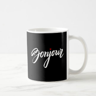 Bonjour met een rood hart koffiemok