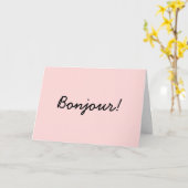 Bonjour Modern Script Crème Ivoor Ontwerp Kaart (Gele Bloem)