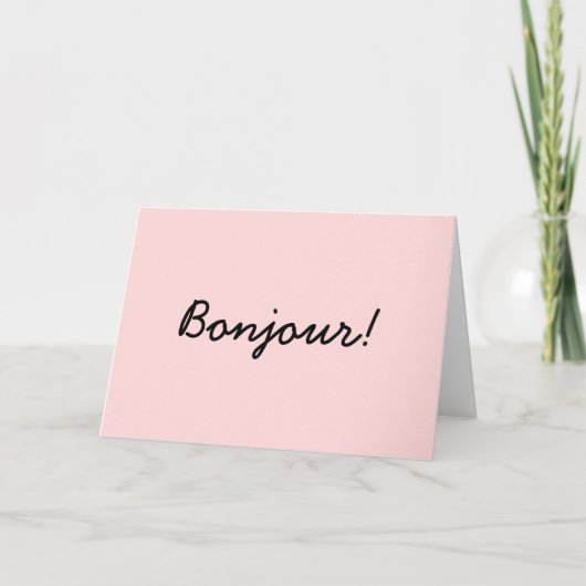 Bonjour Modern Script Crème Ivoor Ontwerp Kaart (Voorkant)