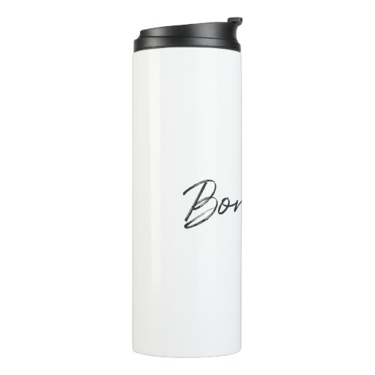 Bonjour. | Modern Script French Hallo Trendy Black Thermosbeker (Gedraaid links)