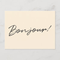 Bonjour. | Moderne Script Cream Ivory Franse Hallo