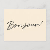 Bonjour. | Moderne Script Cream Ivory Franse Hallo Briefkaart (Voorkant)