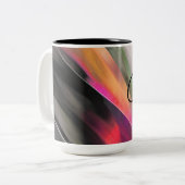 Bonjour Mon Chéri. Abstract schilderij Tweekleurige Koffiemok (Voorkant links)