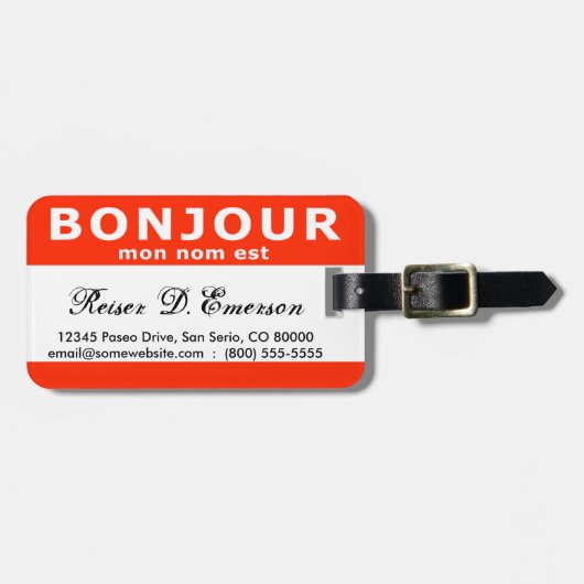 BONJOUR mon nom est Bagagelabel (Voorkant horizontaal)