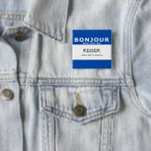 BONJOUR mon nom est Vierkante Button 5,1 Cm (In situ)