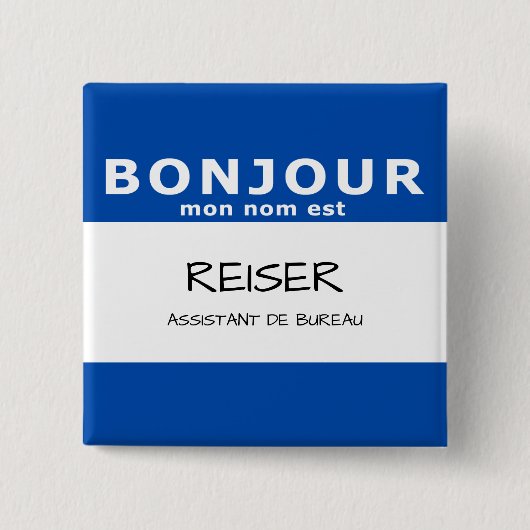 BONJOUR mon nom est Vierkante Button 5,1 Cm (Voorkant)
