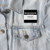 BONJOUR mon nom est Vierkante Button 5,1 Cm (In situ)