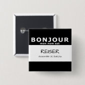 BONJOUR mon nom est Vierkante Button 5,1 Cm (Voorkant /achterkant)