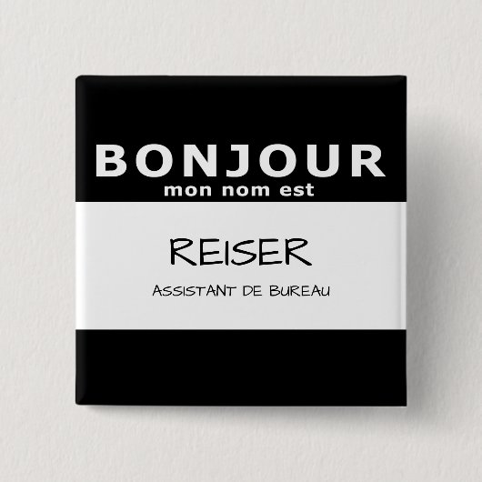 BONJOUR mon nom est Vierkante Button 5,1 Cm (Voorkant)