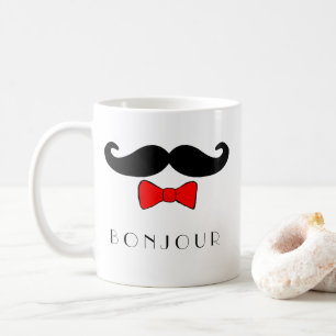 Bonjour Mustache en Red Bowtie Koffiemok