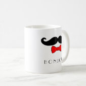 Bonjour Mustache en Red Bowtie Koffiemok (Voorkant rechts)