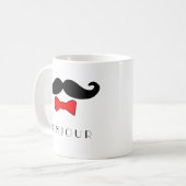 Bonjour Mustache en Red Bowtie Koffiemok (Voorkant links)